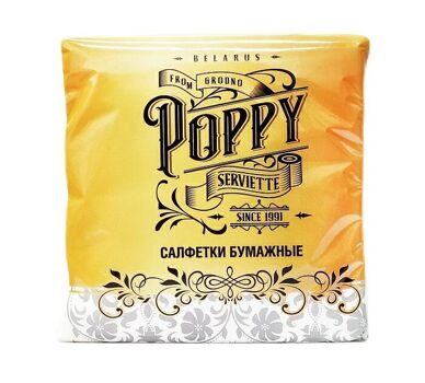 Салфетки бумажные POPPY, 240×230мм, 100 шт в упаковке